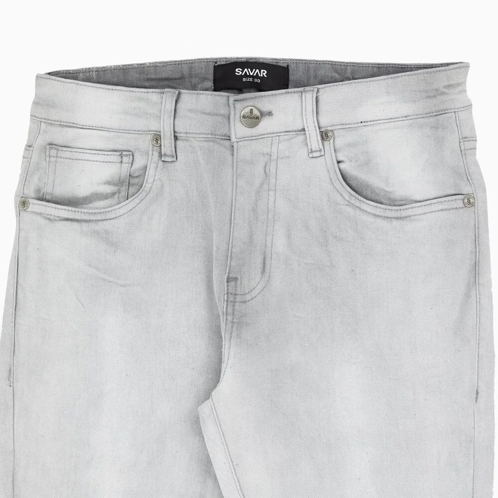 Savar Men's Savar Ice Grey Slim Denim Jeans Pant (Brand New) - Picture 7 of 8